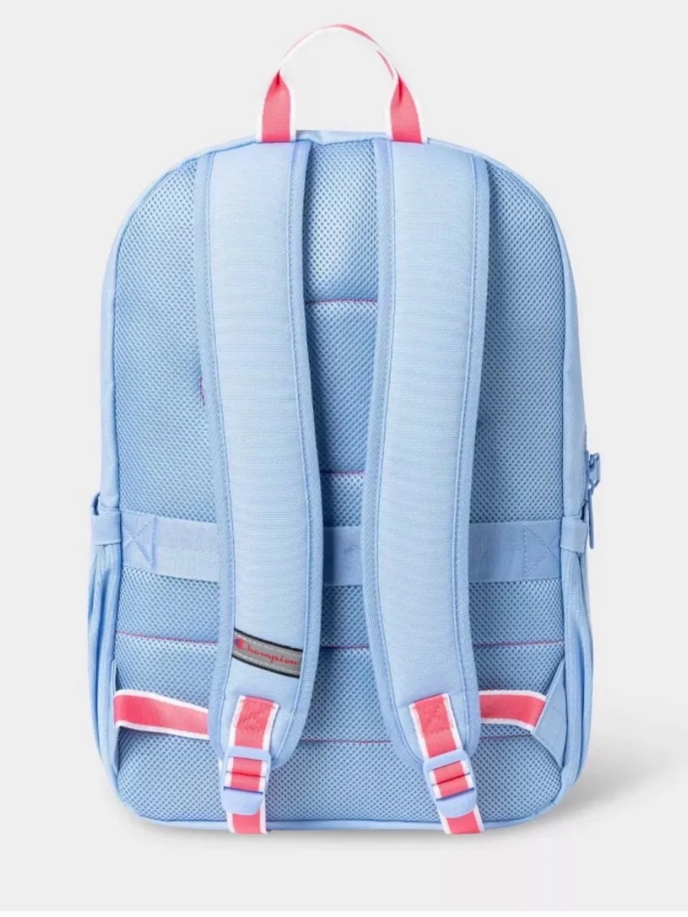 Champion Light Blue Kids Backpack with Pink Top Handle